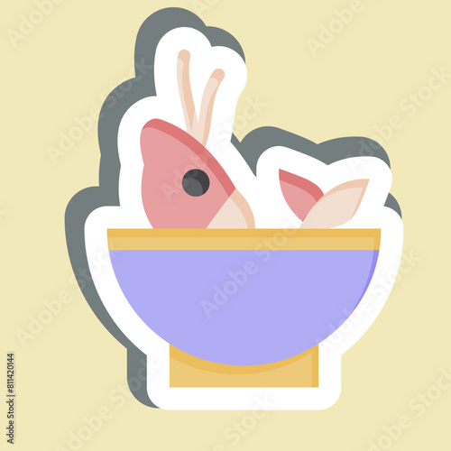 Sticker Soup Sea. related to Seafood symbol. simple design illustration