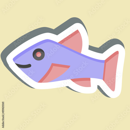 Sticker Trout. related to Seafood symbol. simple design illustration