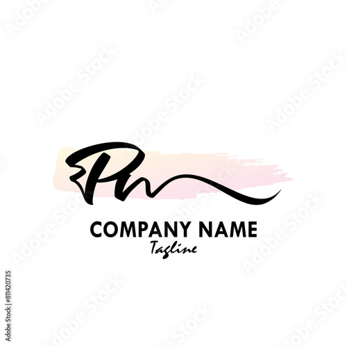 PU Watercolor Initial Logo Design Vector
