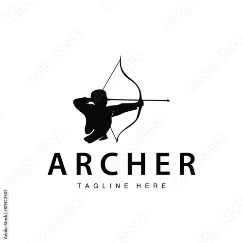 Archer logo vector vintage design old inspiration archer tool arrow template brand