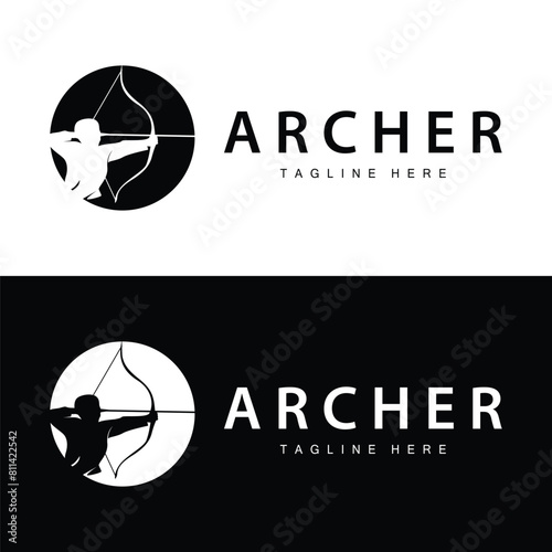 Archer logo vector vintage design old inspiration archer tool arrow template brand