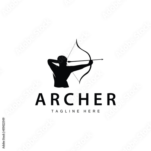 Archer logo vector vintage design old inspiration archer tool arrow template brand