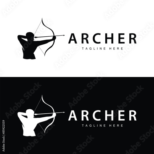 Archer logo vector vintage design old inspiration archer tool arrow template brand