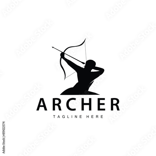 Archer logo vector vintage design old inspiration archer tool arrow template brand