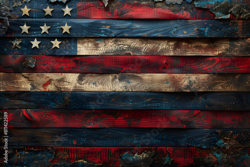 American Flag colors and fireworks mockup background with copy space . 4 July independence day concept celebration