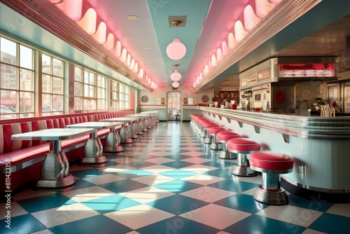 Step into the Past  A Retro Malt Shop Complete with a Jukebox and Neon Lights from the 1950s