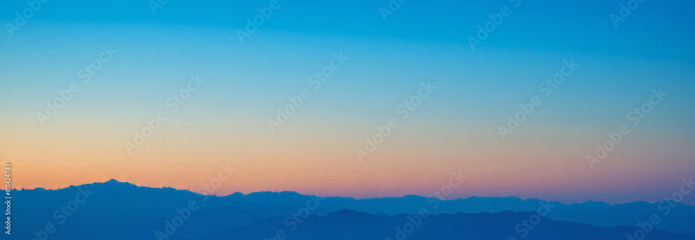 blue sky gradient, clean wide banner, concept of beautiful, tranquil natural landscape and background, copy space
