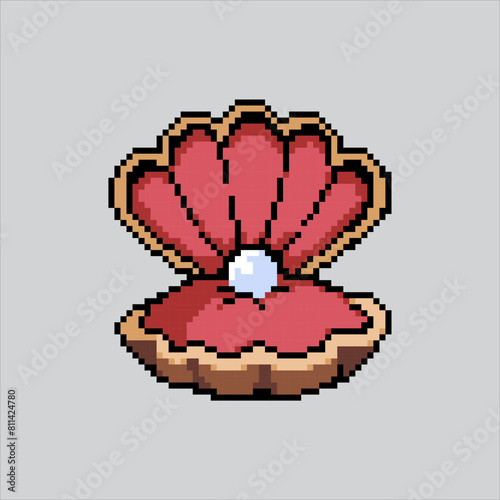 Pixel art illustration Clam. Pixelated Clam. Clam Sea Ocean pixelated for the pixel art game and icon for website and video game. old school retro.