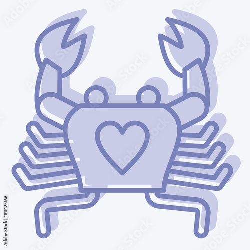 Icon Crab. related to Seafood symbol. two tone style. simple design illustration