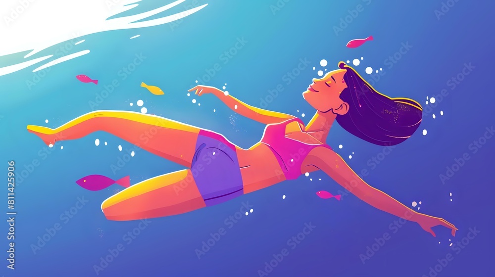 Energetic Aqua Aerobics: Vibrant Woman Dancing in Sparkling Pool