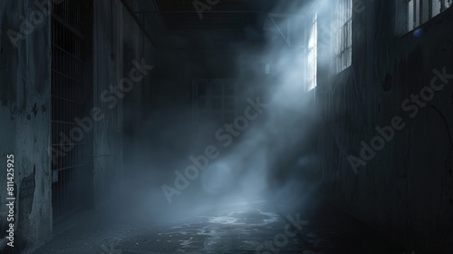 empty dark roomi?OElight and fog