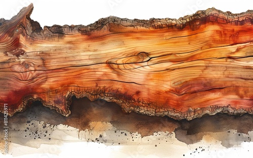A cedar woodinspired watercolor background, displaying reddishbrown tones with a fragrant woodsy appeal photo