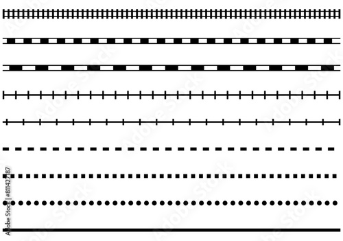様々な形の線路風マークのベクターイラストセット