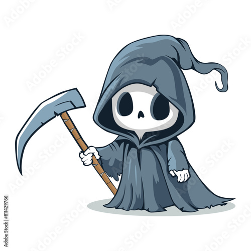 grim reaper chibi mascot illustration