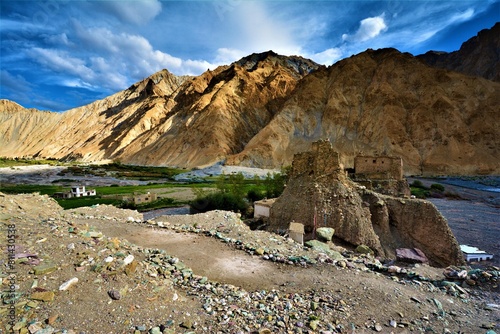 Impressive rock formations of the Markha valley (Leh district, Ladakh, India) photo