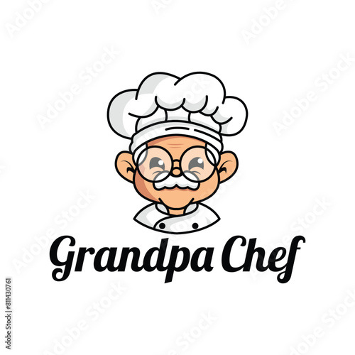 grandpa chef logo mascot illustration