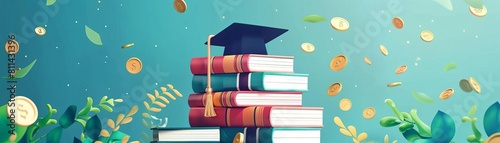 Educational grants flat design front view funding opportunities theme animation Tetradic color scheme