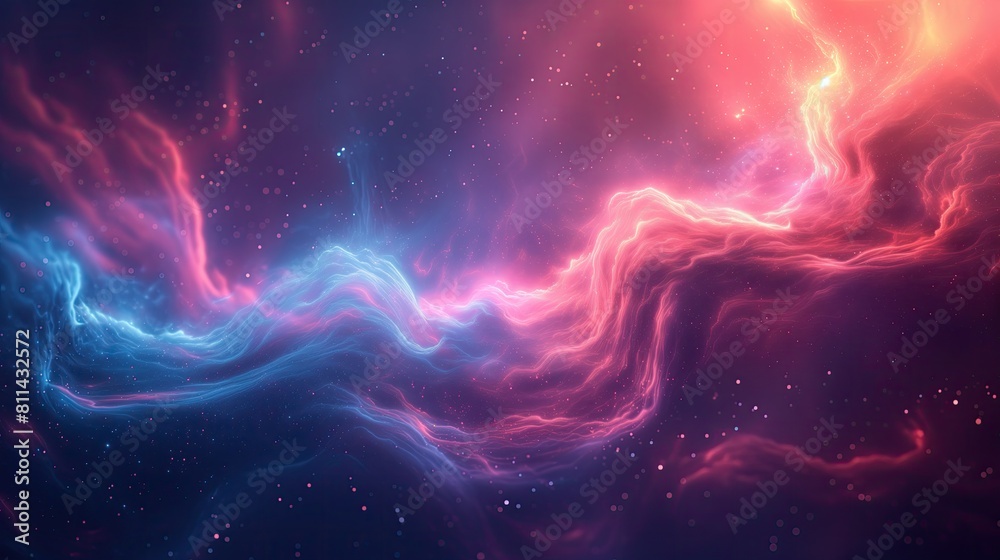 Stardust Cloud Space Gradient Waves Stars Universe Starscape Digital Art Wallpaper, Radiant Contemporary Abstract Artwork Background, Vibrant Backdrop Concept, Web Graphic Design Banner