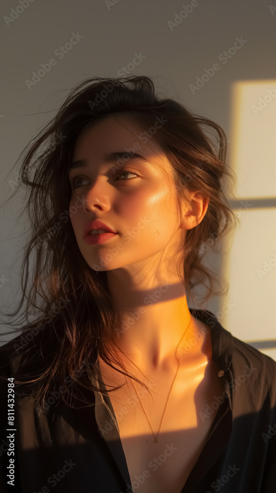 Portrait of a Young Woman in Warm Sunlight Portrait of a Young Woman in Warm Sunlight