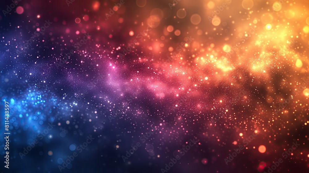 Stardust Rainbow Space and Stars Bokeh Lighting Digital Art Wallpaper, Radiant Contemporary Abstract Artwork Background, Vibrant Backdrop Concept, Web Graphic Design Banner
