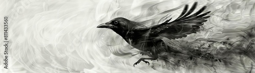 monochromatic digital painting showing the emotional moment a rehabilitated bird is released back into the wild, capturing the motion and emotion photo