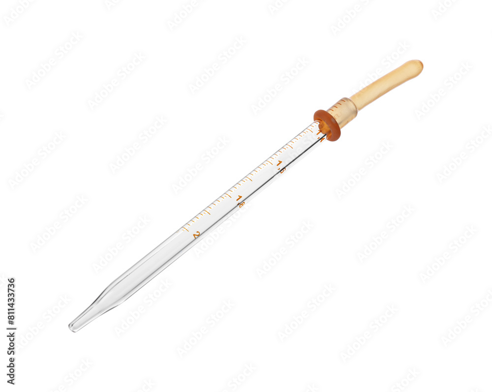 Naklejka premium One glass clean pipette isolated on white