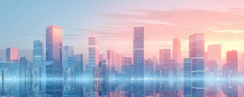 Skyscraper engineering flat design front view highrise construction theme 3D render Analogous Color Scheme Skyscraper engineering flat design front view highrise construction theme 3D render Analogous Color Scheme