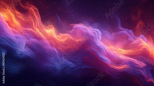 Soft Silky Gradient Purple Orange Waves Digital Art Wallpaper, Radiant Contemporary Abstract Artwork Background, Vibrant Backdrop Concept, Web Graphic Design Banner © Jensen Art Co