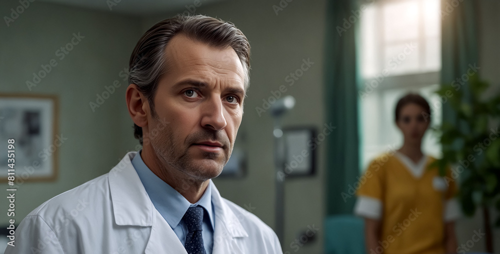 A group of doctors and nurses in the hospital. Close-up. A group of doctors and nurses in the hospital. Close-up.