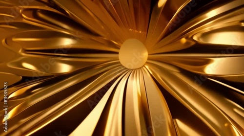 Metallic golden curve geometry background  rendering