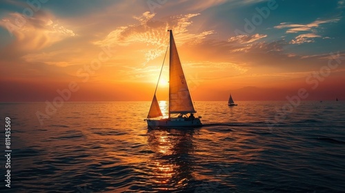 Large group of friends sailing and having fun on boat during sunset