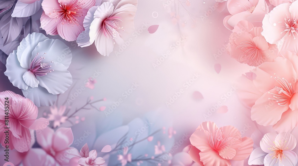 Close Up of Pink Flowers on Blue Background