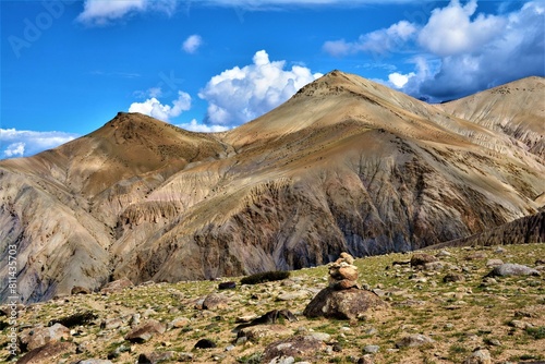Thachungtse - Nimaling campground (which is the base camp for climbing the highest mountain of Zanskar - Kang Yats) trek as a part of the famous "Markha Trek" (Ladakh, India)