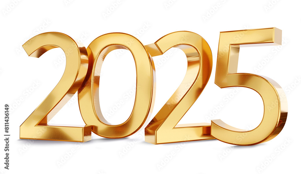 year 2025 golden symbol isolated on white golden gold metallic, new year and change, luxury glossy elegance bold number 3d-illustration year 2025 golden symbol isolated on white golden gold metallic, new year and change, luxury glossy elegance bold number 3d-illustration
