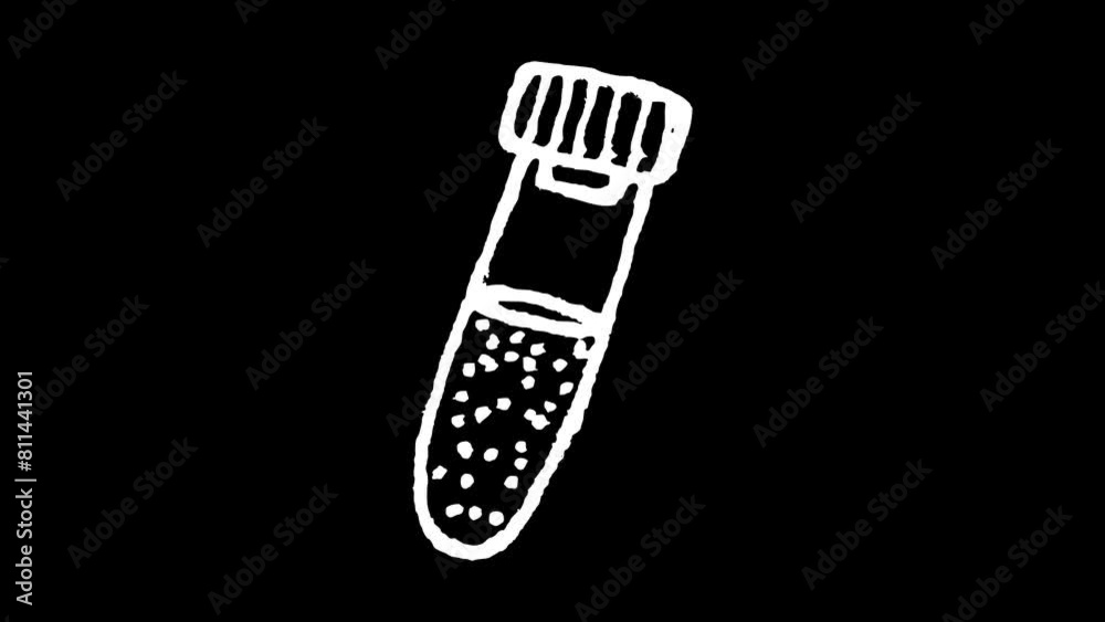 White wiggly hand drawn medical test tube icon doodle animation White wiggly hand drawn medical test tube icon doodle animation