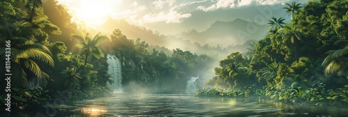 a 3d render of Amazon rainforest about endangered species that call it home photo