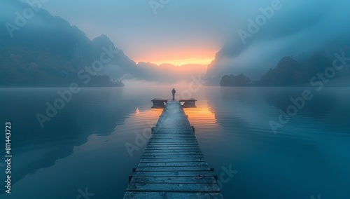 long wooden dock juts into ...