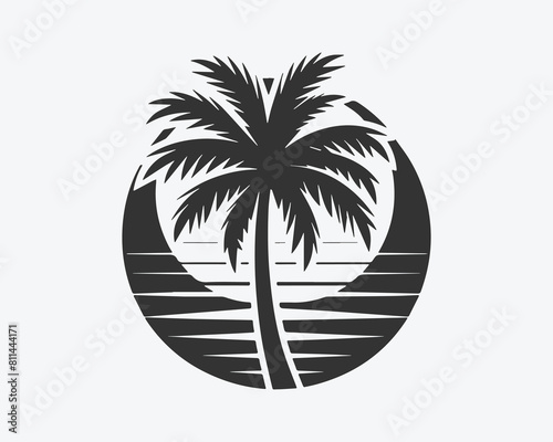 palm tree beach vector summer illustration