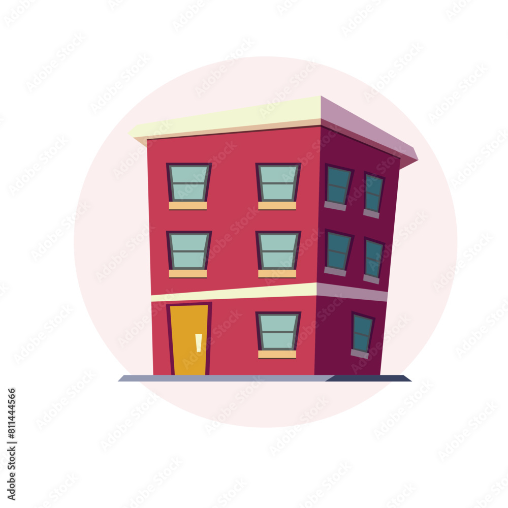 The vector illustration of a building showcases a modern structure with sharp architectural details, windows, and textures, creating a dynamic and futuristic urban atmosphere The vector illustration of a building showcases a modern structure with sharp architectural details, windows, and textures, creating a dynamic and futuristic urban atmosphere