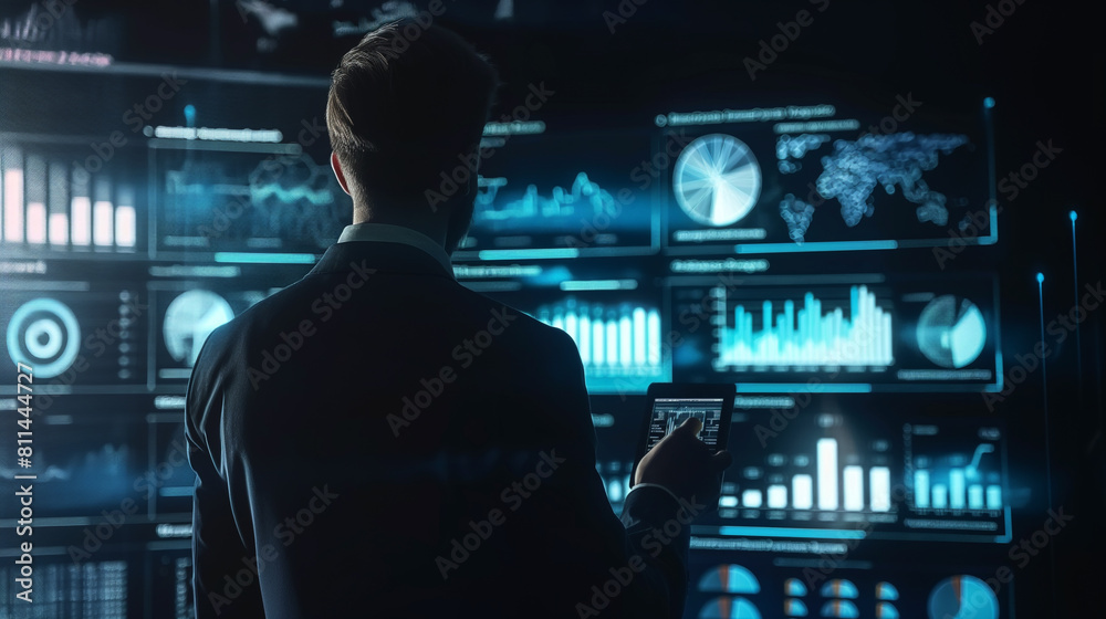 businessman working with business sales growth data statistics on virtual screen, futuristic digital technology, business analysis businessman working with business sales growth data statistics on virtual screen, futuristic digital technology, business analysis