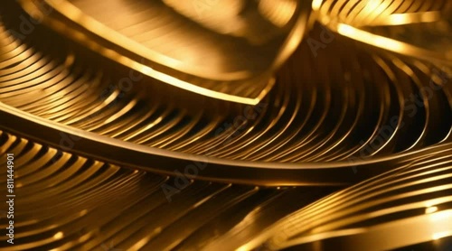 Metallic golden curve geometry background  