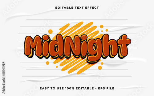 Mid Night 3d editable vector text effect. simple style text effect.