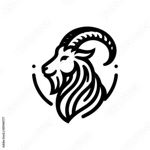 Goat line icon logo vector design, modern logo pictogram design of ram. concept of aries zodiac