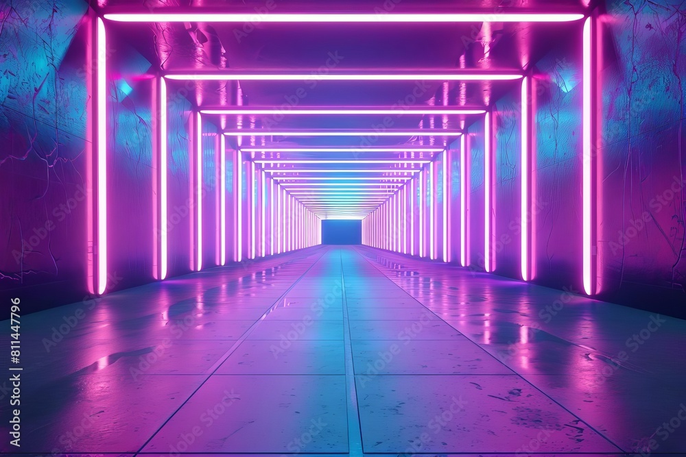 futuristic neon corridor with glowing ultraviolet lines and shapes abstract background futuristic neon corridor with glowing ultraviolet lines and shapes abstract background