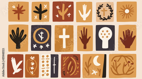 Illustration of Religious Symbols - Christian Cross and Others