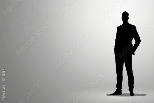 silhouette of confident businessman standing tall solid black figure conveying power and success vector illustration