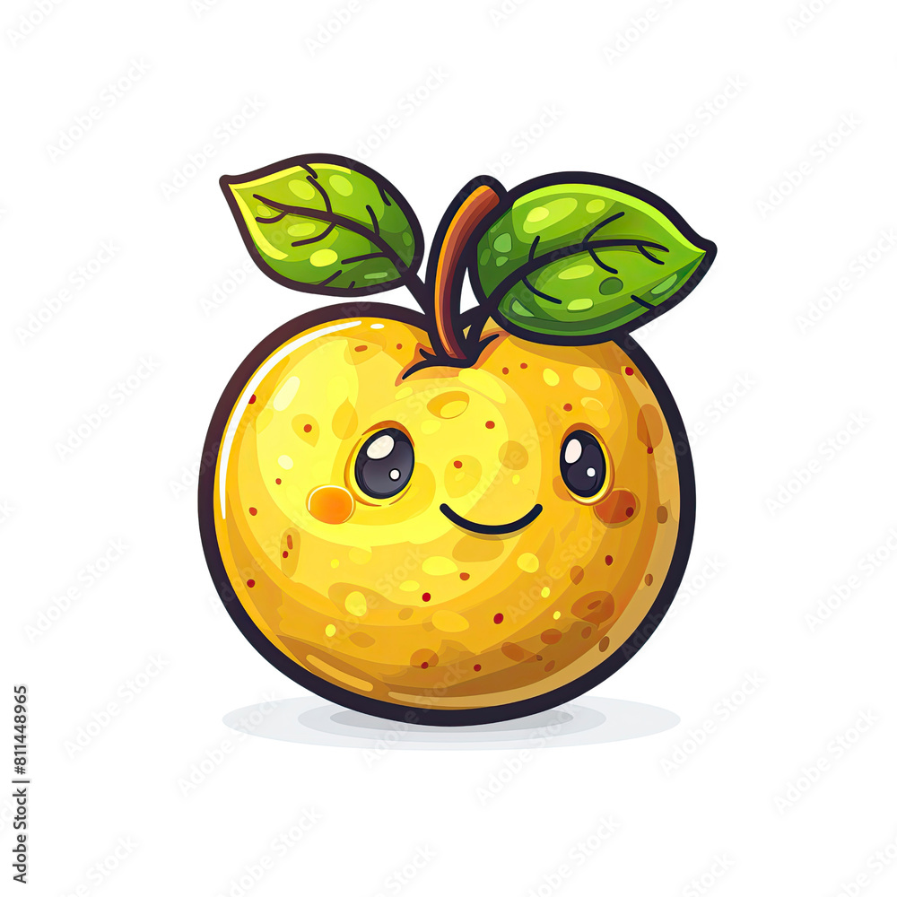 Obraz premium Sapodilla Flat Colors Cartoon Icon, Isolated Transparent Background Images