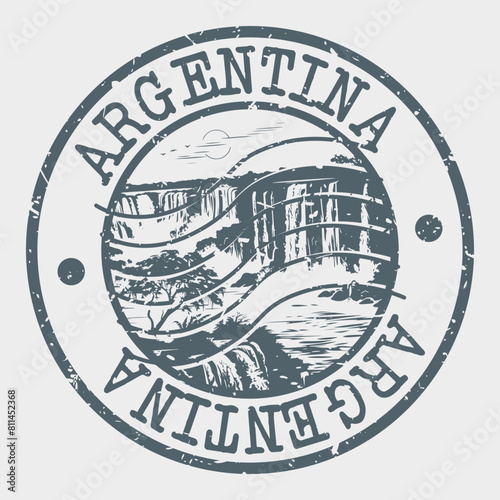 Argentina, Stamp Postal. Silhouette Seal. Passport Round Design. Vector Icon. Design Retro Travel. National Symbol.	
