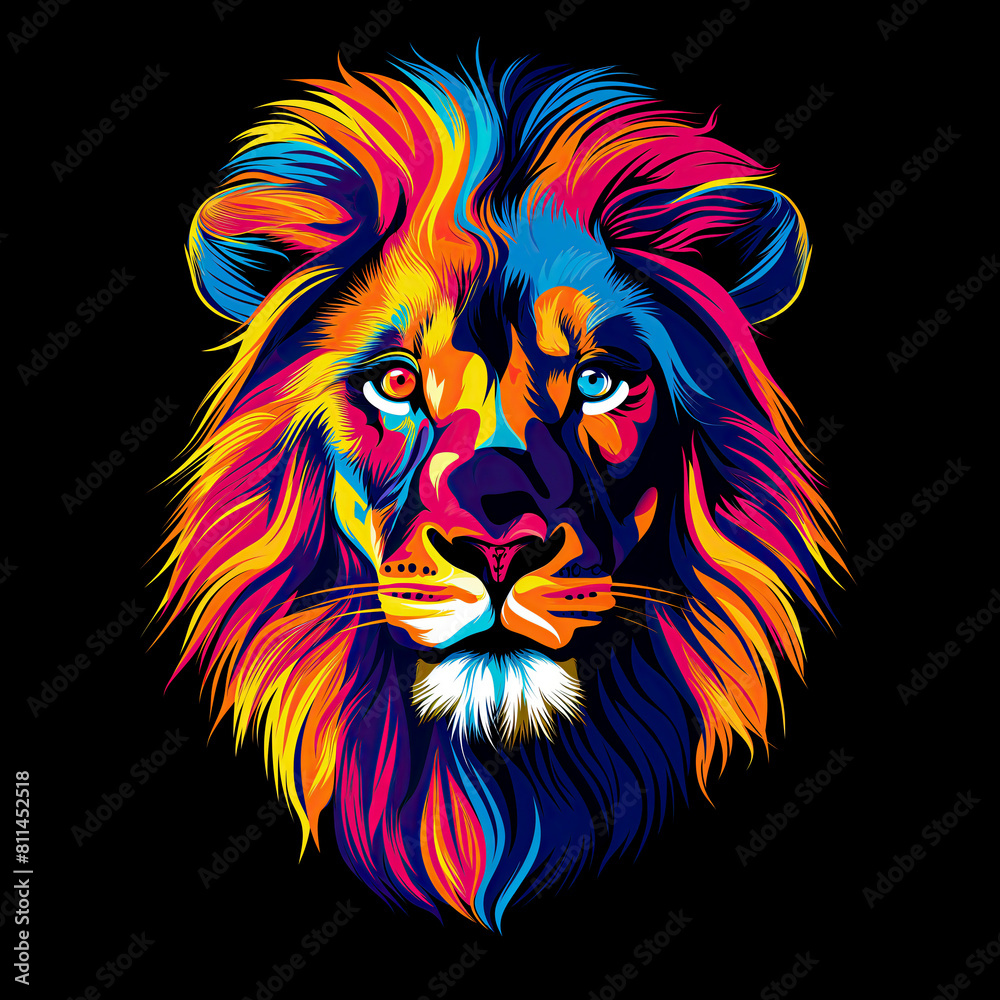 Illustration of Lion Head in abstract style