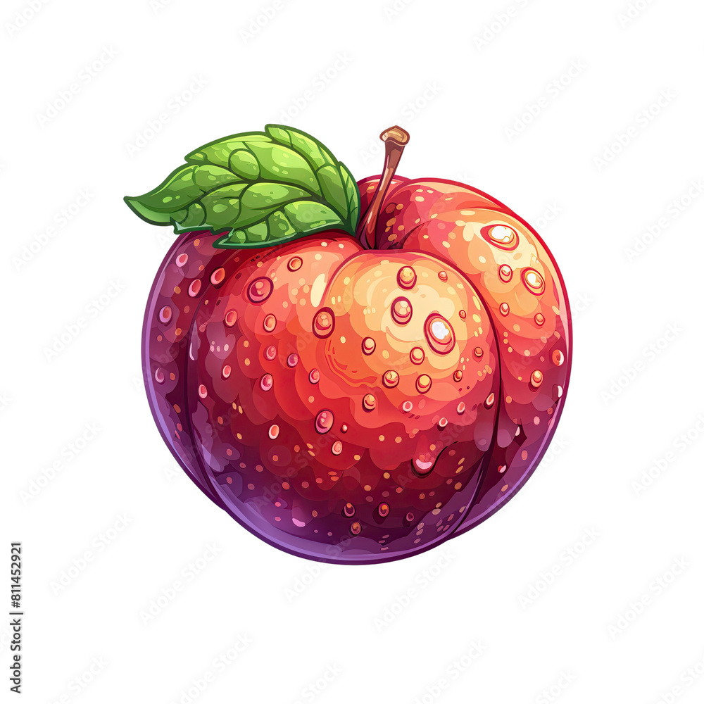 Plumcot Flat Colors Cartoon Icon, Isolated Transparent Background Images Plumcot Flat Colors Cartoon Icon, Isolated Transparent Background Images